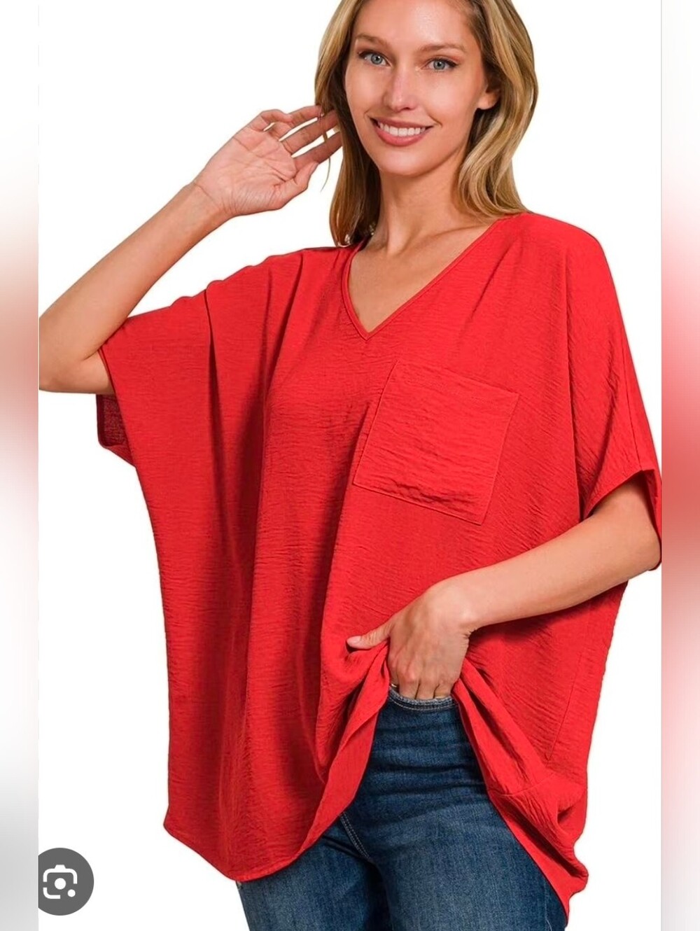 #54 Charlotte AVERY Batwing Women's V-Neck Pocket Tee - Coral p2p31 L25